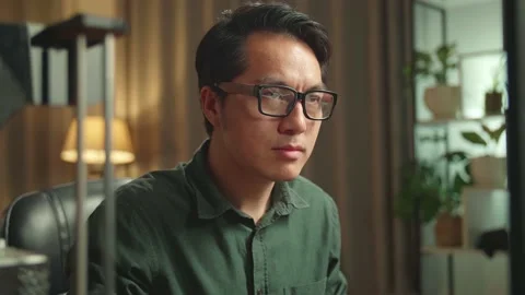 Close Up Asian Man Working On Personal Computer And 3D Printer Stock-Footage 158108348
