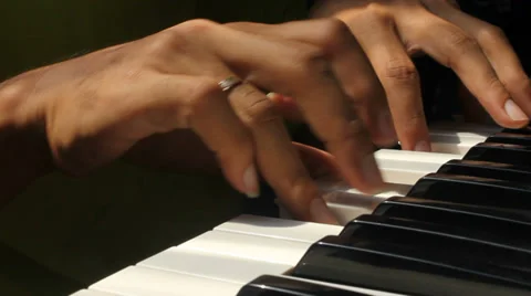 Close-up of Asian man's hands as he plays the piano - Bali, Indonesia Stock-Footage 35215602