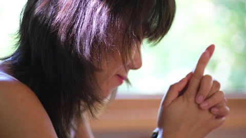 Close up of Asian young lady feeling sad and tired - slow motion Stock Footage 155190925