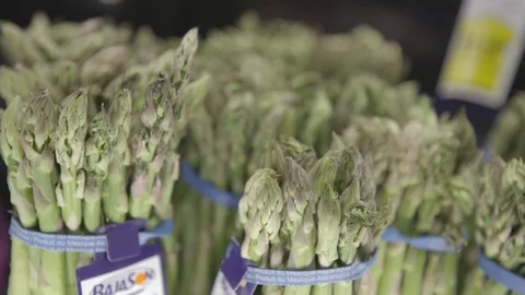 Close up of Asparagus on display Stock Footage 121167699
