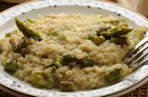 Close up on asparagus risotto Stock Photos