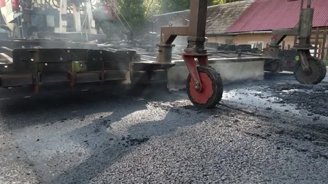 Close-Up of Asphalt Paving Machine During Roadworks Stock-Footage 344330884