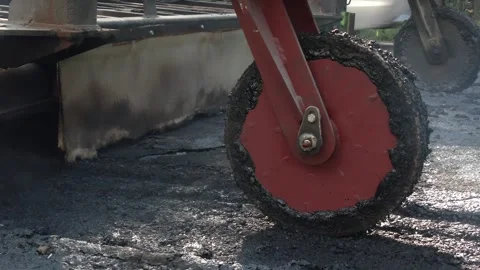 Close-Up of Asphalt Paving Machine During Road Construction Video stock 344331458