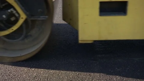 Close Up Asphalt Roller Stockbeeldmateriaal 82693617