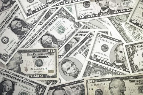 Close-up of assorted American banknotes Stock Photos