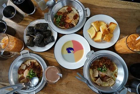 Close up assorted Asian breakfast Stock Photos