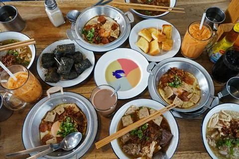 Close up assorted Asian breakfast Stock Photos