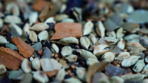 Close-up of assorted dried spices and cardamom pods, Close-up view of assor.. Stock-Footage 346463774