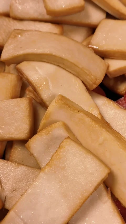 Close-Up of Assorted Fish Balls and Fish Cake Slices at Thai Street Food Stall Video stock 326464560