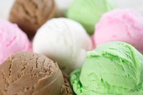 Close up assorted ice cream. Stock Photos