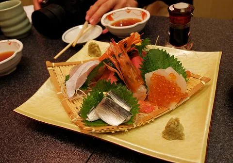 Close up assorted Sashimi Stock Photos