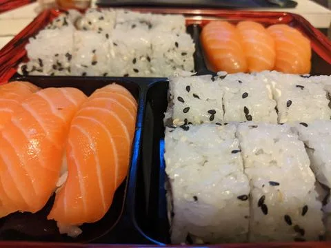 Close-up of assorted sushi platter Stock Photos