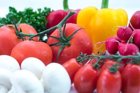Close up of an assortment of fresh vegetables Stock Photos