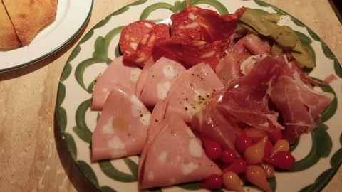 Close up of assortment of ham platter Stock Footage 315513903