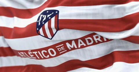 Close-up of Atletico Madrid waving in the wind Stock Illustration