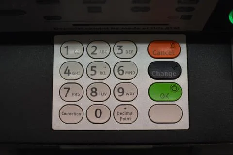 Close up on an atm keypad Stock Photos