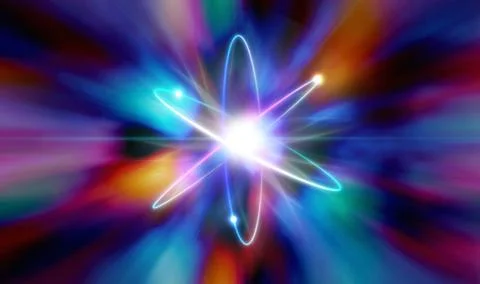 A close-up of an atomic particle for nuclear energy consists of atoms that .. Stock Illustration