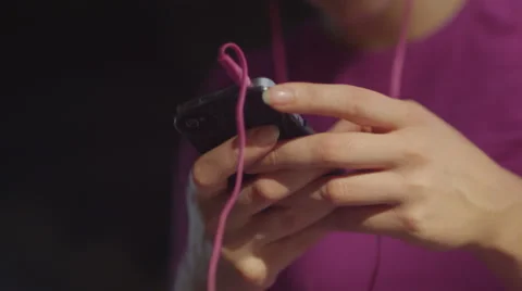 Close up of attractive girl using her phone in slow motion Видео 51827328