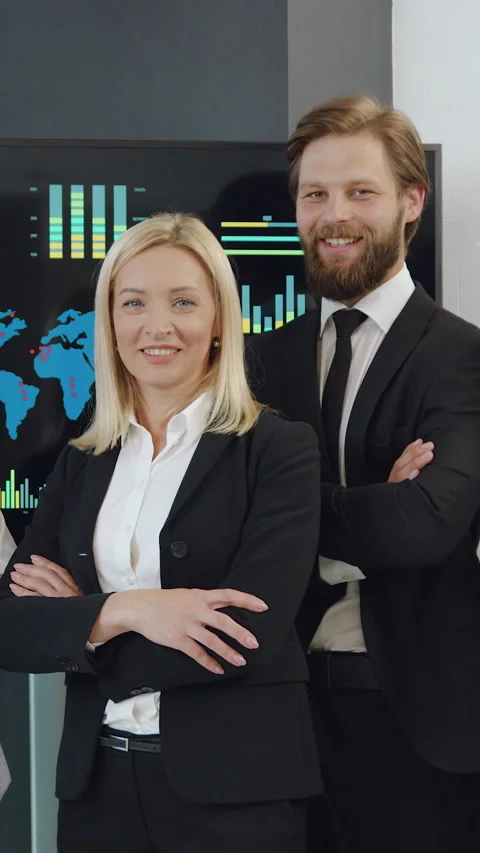Close up of attractive in good mood professional high-skilled multiethnic busine Stock Footage 330791088