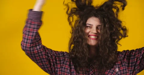 Close-up attractive plus-size model posing Video stock 131609831