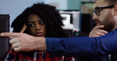 Close up of attractive young multi-ethnical office workers working on the Stock Footage 82447851