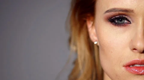 Close up of Attractive Young Woman in Slow Motion Stock Footage