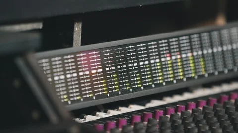 Close Up Audio Board to Bouncing Meters Stock Footage 89539794