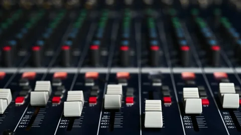 Close up of an audio mixer Stock Footage 139387795