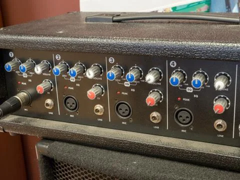 Close up of audio mixer Stock Photos