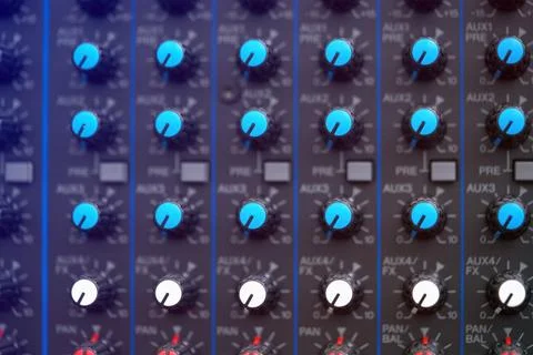 Close-up audio mixing console, Selective focus. mixing and mastering tone c.. Stock Photos