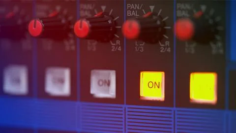 Close-up audio mixing console, Selective focus. mixing and mastering tone c.. Stock Photos