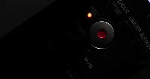 Close-up of Audio Recorder Controls with Recording Indicator Stock Footage 296157619