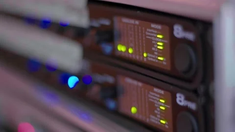 Close up of audio recording device with knobs and switches. Equalizer and Stock Footage 200960206