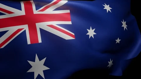 Close up of Australia flag video waving in wind. Flag background 4K UHD 60FPS Stock Footage 120560441