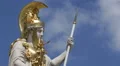 Close up Austrian Parliament Vienna Golden Sculpture Iconic Gold Statue Landmark HD Footage