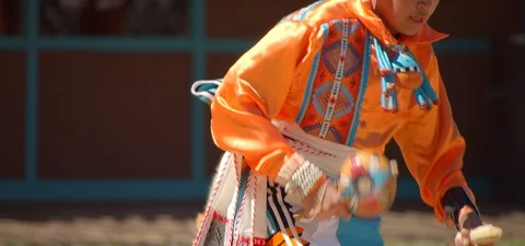 Close Up, Authentic Native American Dancer, Slow Motion Stock Footage 109491303
