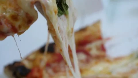 Close-up of Authentic Neapolitan Pizza Margherita with Charred Crust and Melted Video stock 337677018