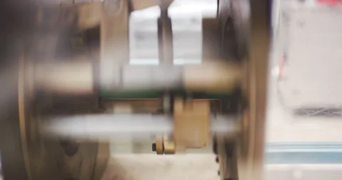 Close up of automated industrial machine processing green plastic pipe Video stock 329560300