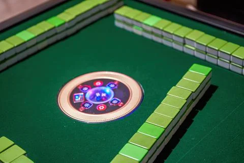 A close-up of an automated mahjong table Foto stock