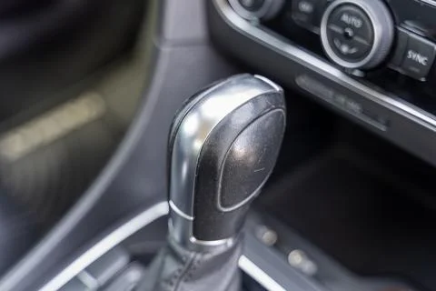 Close Up of Automatic Car Gear Shift Lever in Modern Vehicle Stock Photos