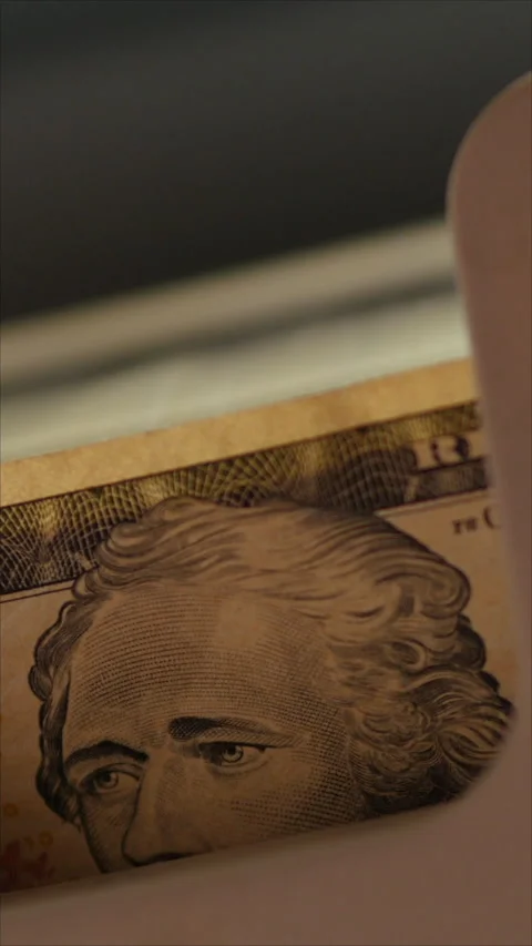 Close-Up Of Automatic Cash Counting Machine For 20 Dollar Bills. Machine Countin Video stock 283630731
