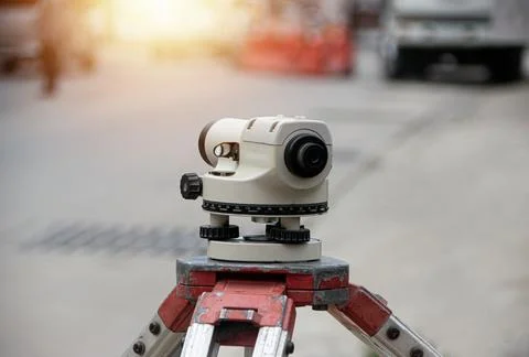 Close-up of an automatic level measuring device used to check levels. Stock Photos