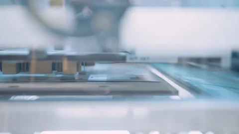 Close up, Automatic line for printing and cutting in the printing house. Stock Footage 197463505