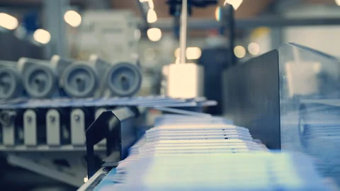 Close up, Automatic line for printing in the printing house. Stock Footage 197462598