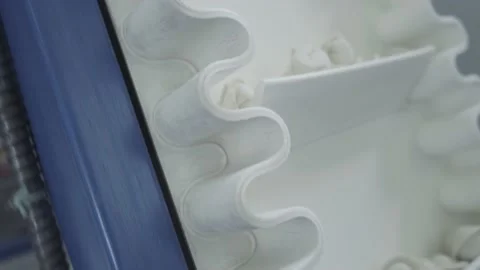 Close up Automatic Machine Production Process at a Dumpling Factory. Fresh Raw Stock Footage 169465698