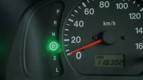 Close-up of an automatic transmission gear indicator switching... Stock Footage 339101480