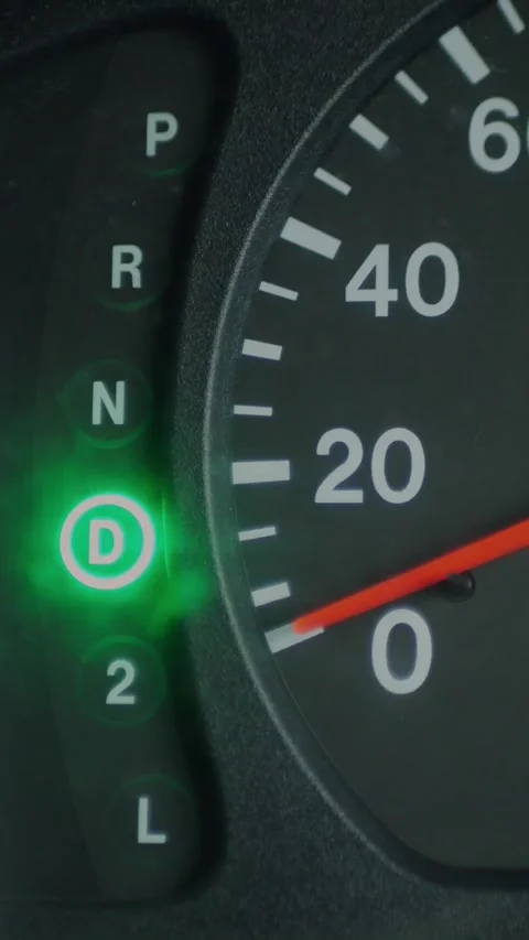 Close-up of an automatic transmission gear indicator switching... Stock Footage 344455304