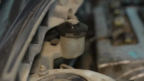 Close-up of automotive engine component in mechanical assembly Stock Footage 347644194