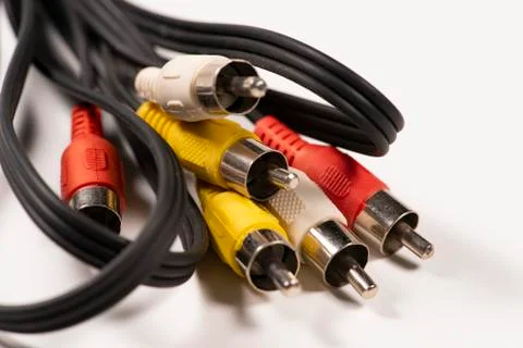 Close up of AV cables. Analog PC TV Video Adapter 스톡 사진