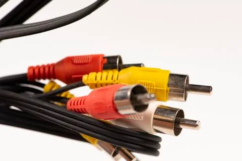 Close up of AV cables. Analog PC TV Video Adapter Stock Photos